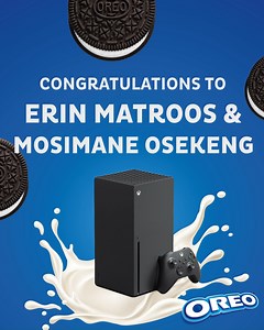 Congratulations to our final winners, Erin Elana Matroos & Charles Osekeng for winning an Xbox Series X each with Oreo! Now you & the whole family can enjoy some moments of play together. Have fun! | OREO