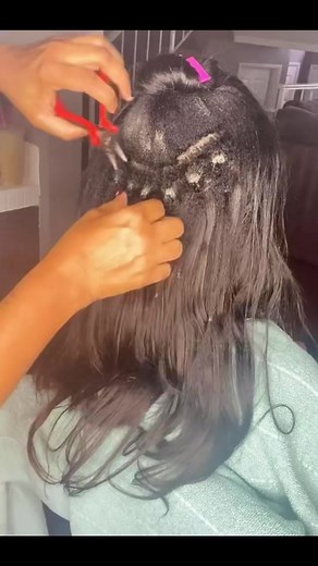 Mrico-Bead reinstalling Tutorial ❤️‍🔥 Squid Hair Games😂 #microbeadshairextensions #hairtutorialsvideo #hairweavekilla #fyp #fypシ #fypage #foryou #foryoupage #foryourpage #xyzbca #blackhairtiktok #tiktokhairstylist