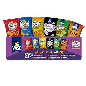 Wise Snacks Flavor Mix Potato Chips Variety Pack (20 Count) - Real Ingredients, MultiPack Gluten-Free 0g Trans Fat, No Preservative 0.875 Ounce Snacks