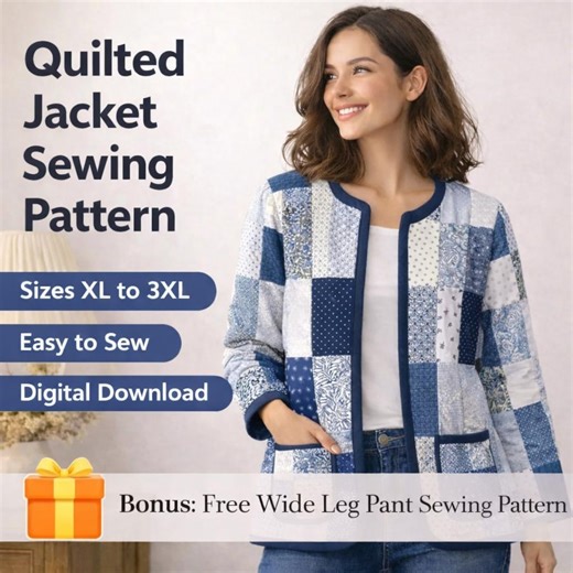 Quilted Jacket Sewing Pattern for Women – Quilted Patchwork Coat PDF, Easy Beginner Friendly - Etsy New Zealand