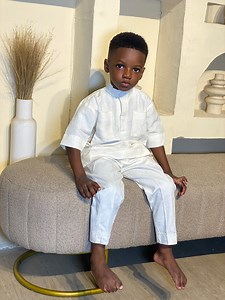 Handmade Boys White Linen Outfit: Mandarin Collar Two-piece Set - Etsy Australia