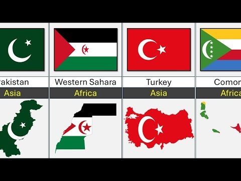 All Country flags with crescent moon and stars