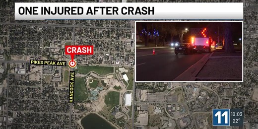 1 taken to the hospital after crash at Hancock and Pikes Peak