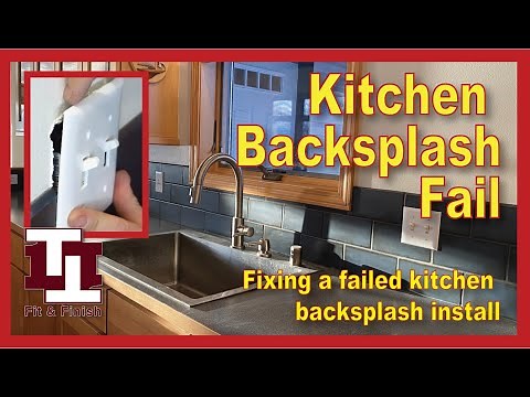 Subway tile backsplash install. How to deal with wall outlets and fix a failed install.