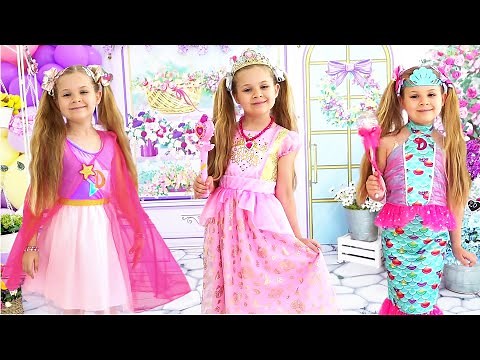 Diana tries on different dresses and plays fashion show.