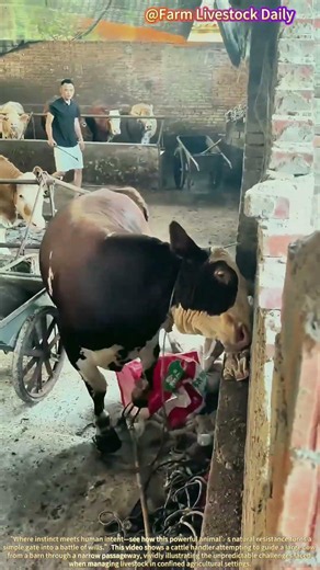A Cow’s Resistance! The Challenge of Guiding Cattle Out of the Barn