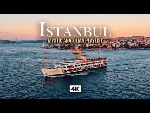 ISTANBUL in 4K – Mystic Turkish Music Over the Bosphorus | Sunset Ferry Drone View