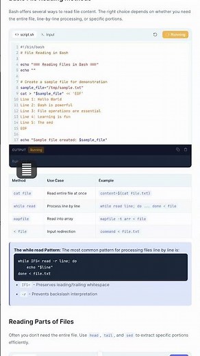 File Reading - Bash Tutorial — in 30 seconds #Bash #Shell #Linux