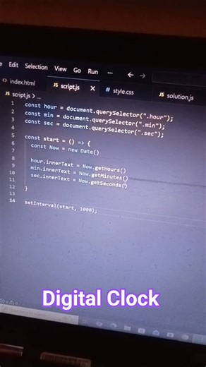 create Digital clock 😎 html css JavaScript #shorts #coding #html