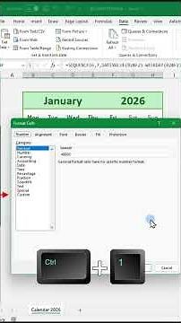 Excel Tips #182: Build a Smart 2026 Calendar in Excel 📅