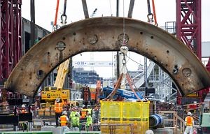 Workers hoist cover off Bertha, take a look under the hood; new video