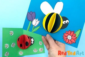 3d Paper Bee Card - Pop Up Cards for Kids - Red Ted Art - Kids Crafts