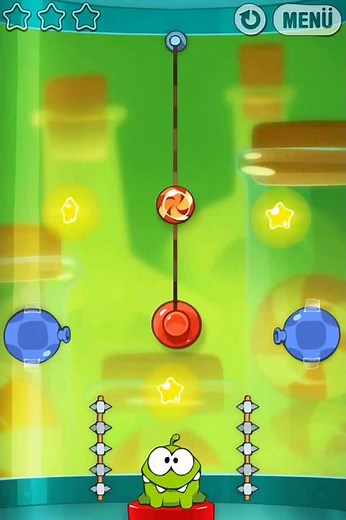 Cut The Rope Experiments 3-21 - 3 Stars - Sticky Steps - Klebrige Fährten