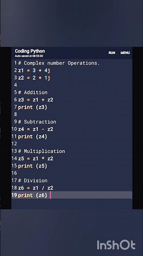 Complex Numbers operations in Python. #python #pythonprogramming #coding #pyp #c #html #coder #code