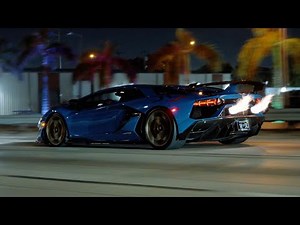 Lamborghini Aventador SVJ Night Drive & Flames | 4K