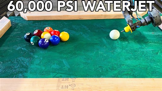 Watch a 60,000 PSI waterjet vs. pool balls!
