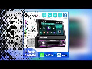 A must-have product! Podofo 4+64G 1Din Android Car Radio 7'' Retractable Screen Multimedia Player