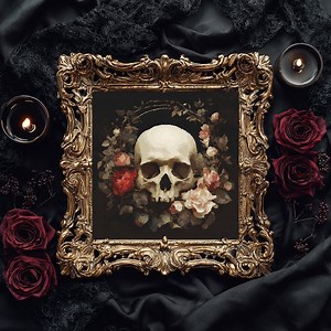 Skull Gothic Cross Stitch Pattern PDF Floral Halloween Cross Stitch Medieval Skeleton Rose Cross Stitch Witchy Horror Embroidery Spooky - Etsy