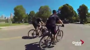 22K views · 132 reactions | Every day, hundreds of Edmonton police officers hit the streets to patrol the city; some by vehicle and others on foot. Then there's the group of men and women who strap on their helmets and hit the road by bike. Here's a time-lapse video of Edmonton officers patrolling the river valley. Kent Morrison will have more from these members coming up at Global News at 5 and 6. | Global Edmonton | Facebook