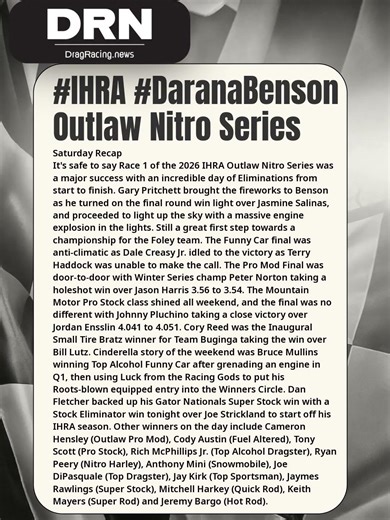 #IHRA #OutlawNitroSeries Saturday Recap #DragRacing #News #TopFuel #ProMod