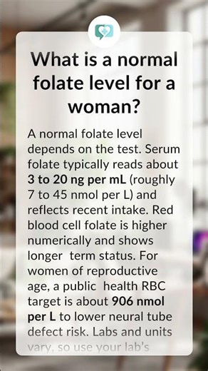 What is a normal folate level for a woman?