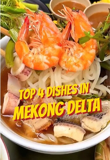 The Mekong Delta isn't just a stunning landscape, it's also a food paradise. Let's explore the top 4 dishes in this region 🤩 #JoyJourneys #vietnamesefood #mekongdelta #saigontravel #traveltovietnam #hochiminhcity #morethanatrip #cuchitunnels