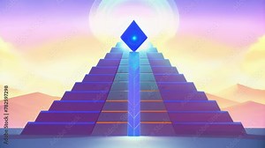 A towering data pyramid with an AI symbol rising to the top and leading the way for future advancements in the field of artificial