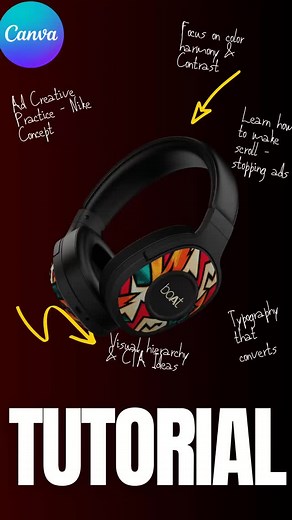 Made this bold headphone ad concept – want to see how I did it? I created this product ad design in Canva, focusing on color harmony, contrast, strong typography, and visual hierarchy. It’s a practice creative inspired by Nike, made for boAt headphones. I didn’t share the full tutorial yet but comment ❤️ if you’d like me to show the full design process! Perfect for anyone learning graphic design, product animation, or making modern ads in Canva. #canva #reelsdesign #canvareels #designreels #grap