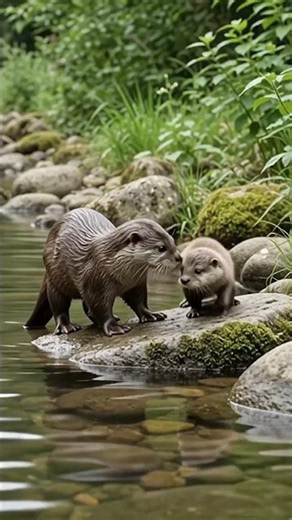 Baby otters first swim 🏊‍♀️ 😍 🦦💗#Babyotter #firstswim #cuteanimals #babyanimals #cuteotter #relax