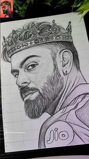 King 👑 Kohli Drawing ❤️‍🩹✍️RCB Virat Kohli 🔥❤️ #shorts #viratkohli #drawing #pencilsketch