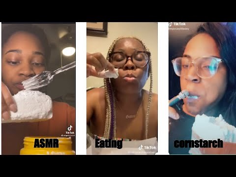 Tiktoks ASMR Eating cornstarch *crunchy & squeaky*