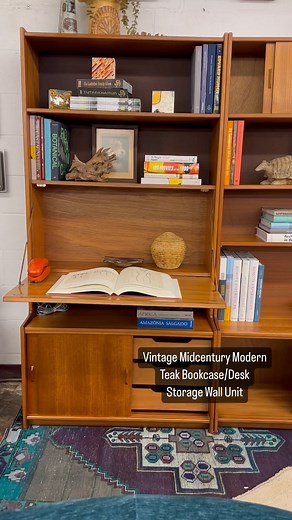 12 reactions | Space saver vintage teak midcentury modern bookcase...