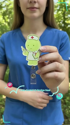 Durable Cute Smiski Retractable ID Badge Reel for Nurses