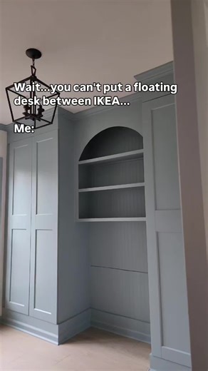 I really didn't think this desk was going to work out for a minute… 😅 If you're curious how it’s built, here’s the basic structure 👇 Desk build details: • 2x4 structural frame attached to wall studs • Lag bolts securing the frame directly into studs • Frame tied into the IKEA PAX cabinets using carriage bolts • ¾