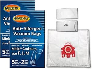 EnviroCare Replacement Vacuum Cleaner Bags Designed to fit Miele Canisters Style F J M 10 Bags with 4 Filters