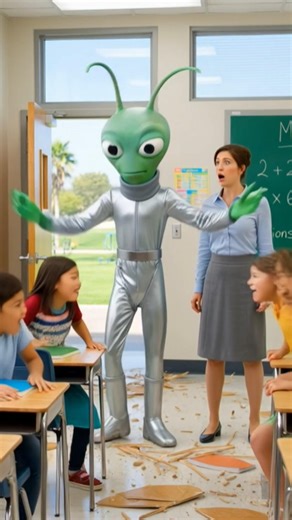 An alien bursts into the classroom and frees the children from classes #usashorts #usatravel #funny
