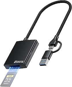 JJC CFexpress Type A Card Reader with USB 3.2(Gen 2) 10Gbps, USB C/A 2-in-1 Type A CFexpress Adapter, Compatible with Wins/Mac OS/Linux/Android (Only for Type A Card)