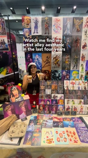 Even though I started artist alley back in 2012, it wasn't until 2022 when I decided to do more cons out of Alberta and travel across Canada! 🇨🇦 Back then I only had prints of my old cosplay concept art that I painted back in 2014-2021 haha.. I had no clue what sold well at cons, I just went in and sold my old art so I can get by while recovering from my arm injury.. 🥹 Little did I know that I would actually enjoy making merch like stickers, charms, tote bags and desk mats!! Now here we are, 