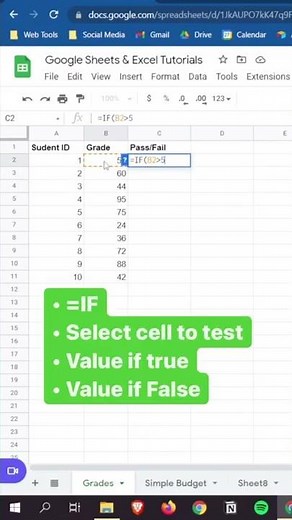 How to use the IF function in Google sheets and excel