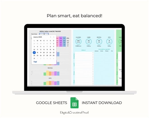 Workout Planner Fitness Weight Loss Tracker Weekly Meal Recipe Journal for Google Sheets - Etsy