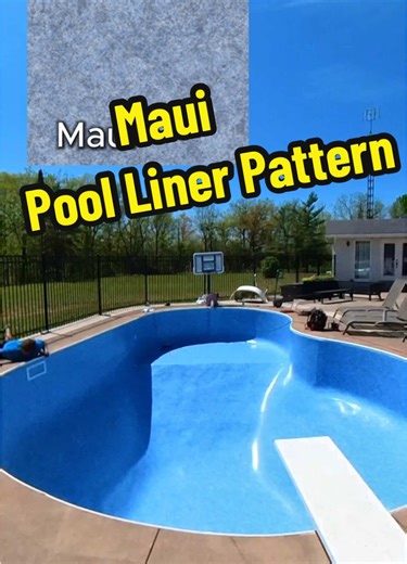 This pool got a makeover with a new liner in the pattern MAUI #niagarapools #niagarapoolliners #linerwerx #swimmingpools #poolliner #poolasthetic #poolrenovation #poollinerreplacement #bluepoolliner @poolsidebycgt