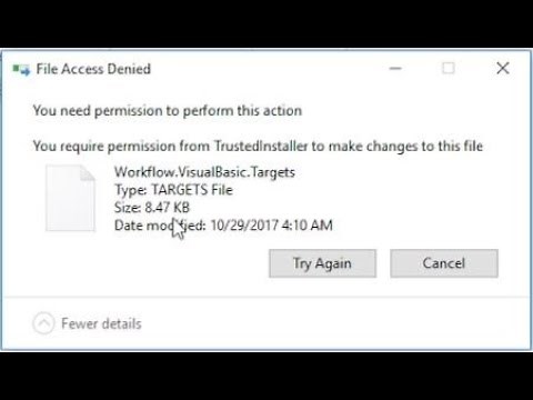 You require permission from trustedInstaller to make changes |Unable to delete a file on windows