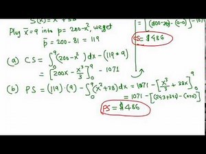 Business Calculus: Consumers' and Producers' Surplus example 2 of 3