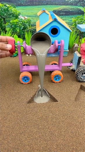 🚜 Real Working Mini Tractor Making a Smooth Concrete Pillar 🏗️ Amazing DIY #shorts