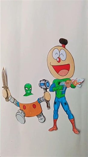 Yellow golu korosuke❤️ fireman spider man face exc 😂😍#drawing #artandcraft #shortsviral #anime