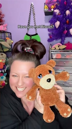 Hudson Biscuit Bear Crochet Pattern 💜 #crochetingwithhudson #crochet #amigurumi #bear #pattern