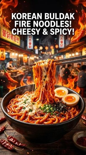 Korean Buldak Fire Noodles | Easy Viral Spicy Noodle Recipe#noodles #spicy #korean #buldak #food