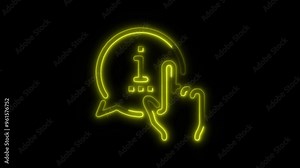 Neon Info Chat Icon Video HD - Glowing Hand Clicking Information Bubble Icon on Black Background Representing Modern Digital Communication and Access to Information Stock Video