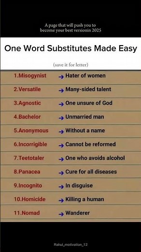 One word Substitute made Easy #onewordsubstitutionforssccgl #englishlanguage #englishphrases