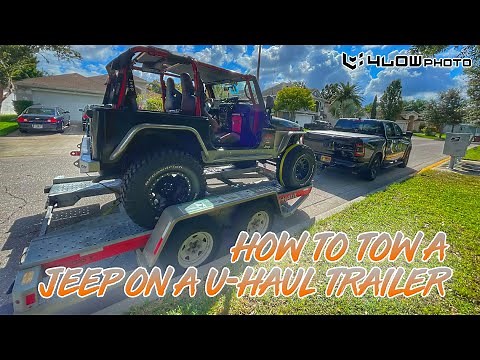 How to tow a Jeep Wrangler with large tires on a U-Haul Auto Transport Trailer